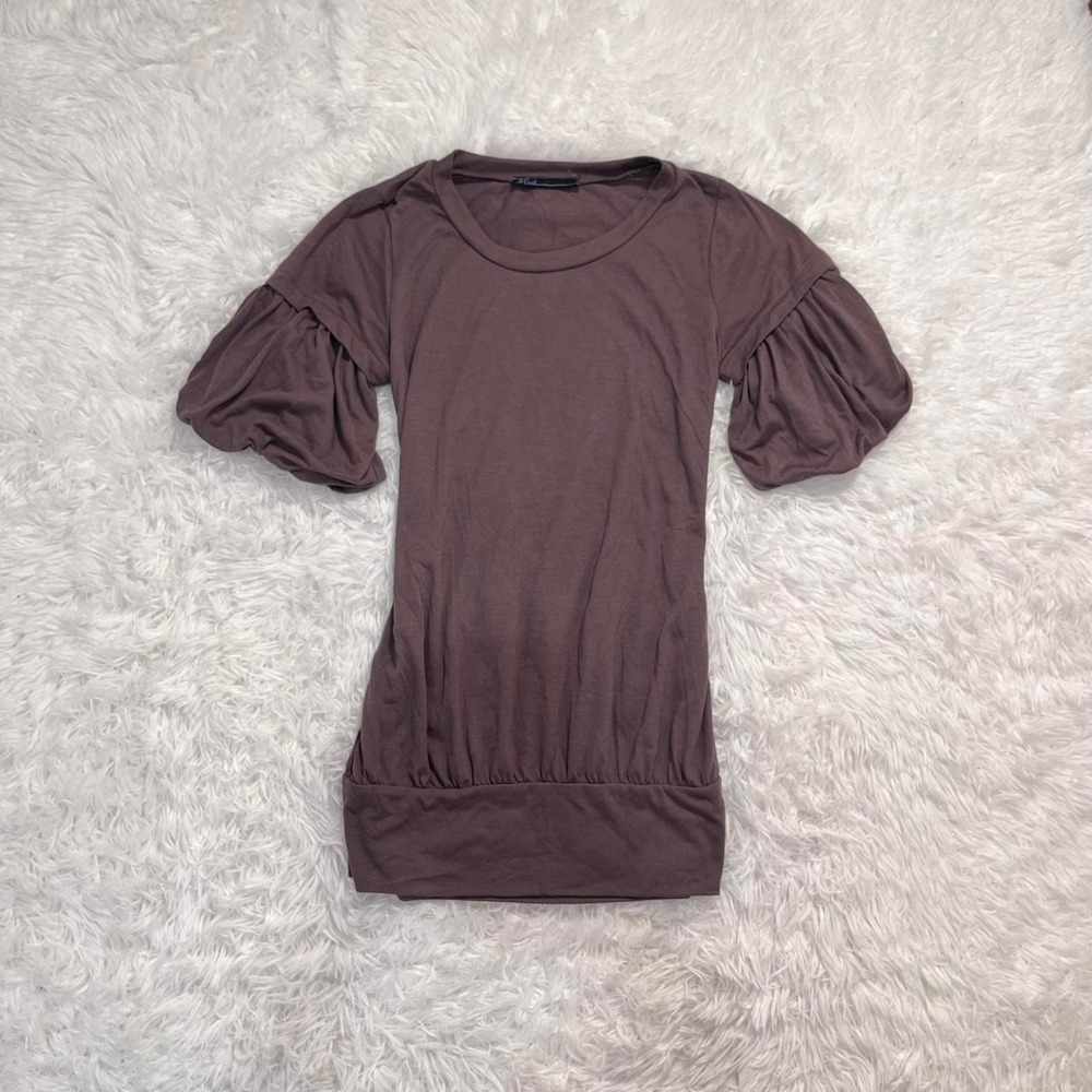 y2k brown slouchy puff sleeve mini dress medium
